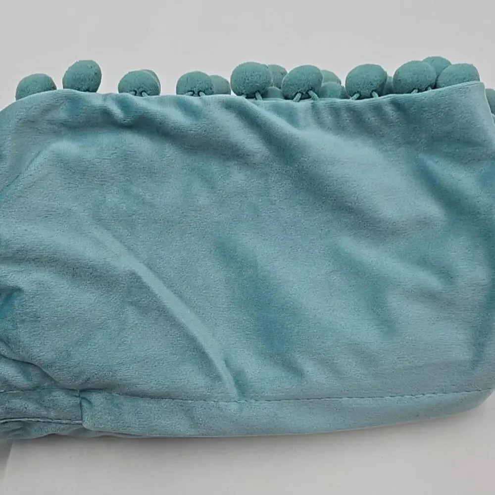 2 Velvet Throw Pillow Covers Mint Green‎ Pompom 70's Pillowcases 12x20